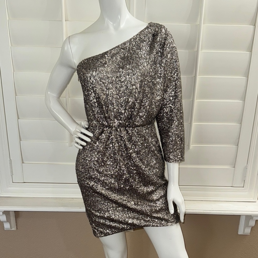 Trina Turk One Shoulder Sequin Mini Dress